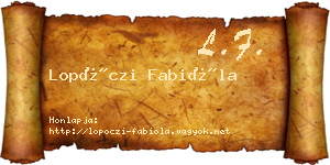 Lopóczi Fabióla névjegykártya